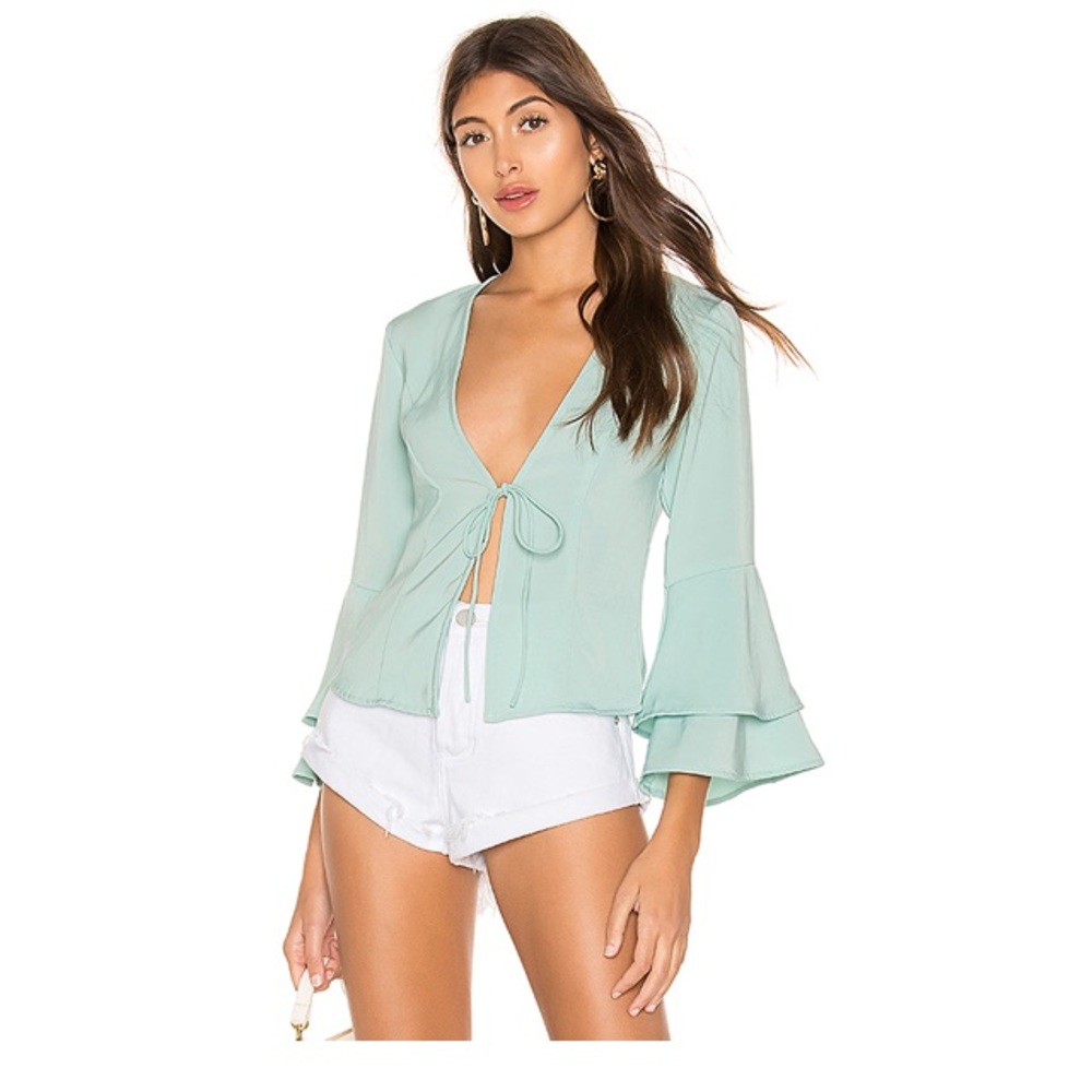 Revolve Superdown Julia ruffle top in mint